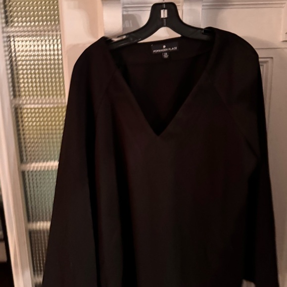 Pomander Place Tuckernuck, Bell Sleeve V Neck A Line Dress Black pockets Sz XXL - Picture 4 of 11